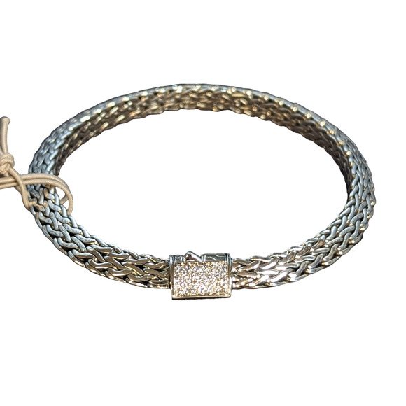 JOHN HARDY Classic Sterling Silver Chain Diamond Bracelet - Gift Wrapped! - Picture 5 of 8